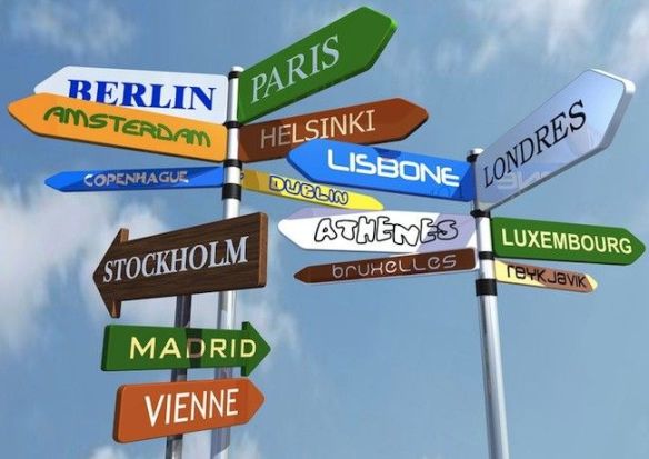 Amount of direction signs with europeans countries names.